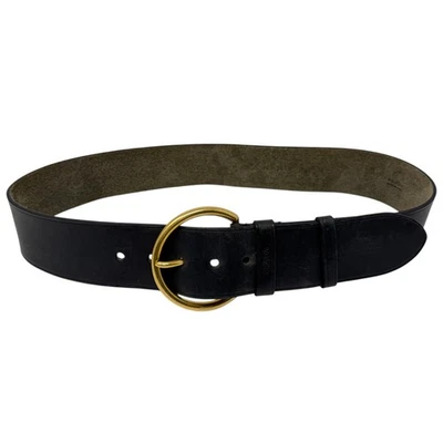 Cinturón Prada Oro Anillo O Cuero Negro Cintura Ancha Talla 36/90 Hecho en Italia Foto 1 de 4