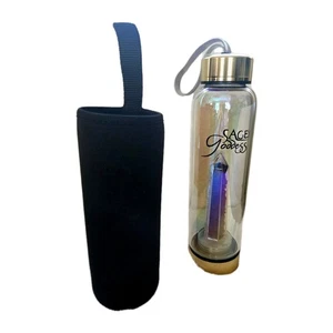 Glas Schungit Wasserflasche 16 Unzen Trinkbecher schwarz rutschfest Holster Griff - Bild 1 von 7