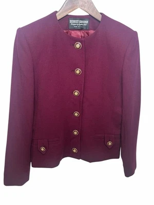 Vintage Herbert Grossman Women's Wine Burgundy Dress Blazer Jacket Button Up M/L - Image 1 of 4