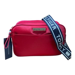 Tommy Hilfiger Cynthia Crossbody 2 Compartments Camera Handbag Web Logo Strap - Picture 1 of 8