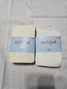 Girls Cat & Jack Size 12-24 Tights 3pairs Off White Tan and Red - Picture 1 of 3