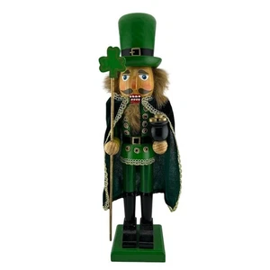 St. Patrick's Day Leprechaun Nutcracker Clover Pot of Gold Irish Decoration 15" - Picture 1 of 4