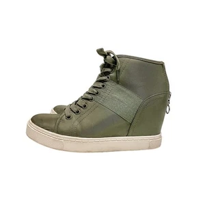 Steve Madden Lussious Olive Green Sneaker Wedge Platform Size 7.5B - Picture 1 of 5