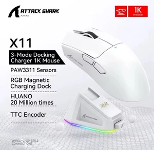 ATTACK SHARK X11 BT/2.4G Wireless/Wired Gaming Mouse PixArt PAW3311 GamingSensor - Picture 1 of 10