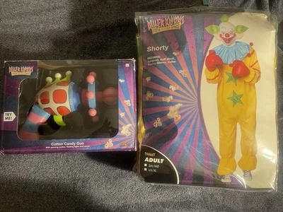 Disfraz de Halloween corto de payasos asesinos grande + paquete de pistola de algodón de azúcar usado Foto 1 de 4