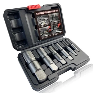 Heavy-Duty Pipe Extractor Set – 6 Piece Broken Pipe Removal Tool Kit for 1/8"... - Picture 1 of 6