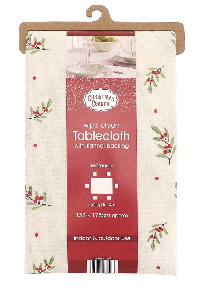 COUNTRY CLUB Berry Botanical Robin Tablecloth Christmas Party Dining Wipe Clean Table Cloth