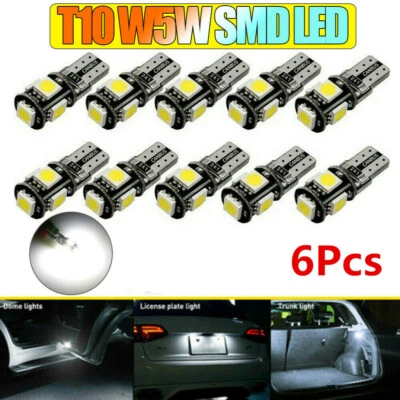 6x T10 501 W5W Car Side Light Bulb ERROR FREE CANBUS 5SMD LED White XENON Wedge - Image 1 of 4