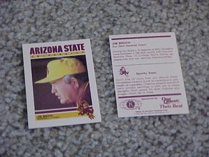 1987 Arizona Sun Devils Jim Brock Baseball Card Baseball Coach