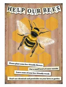 Ayuda Nuestro Abejas Pequeño Acero Letrero 200mm x 150mm (Og) - Imagen 1 de 1