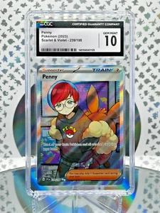 CGC 10 Penny 239/198 Scarlet & Violet Full Art Secret Rare Pokemon Trainer Card - Picture 1 of 1
