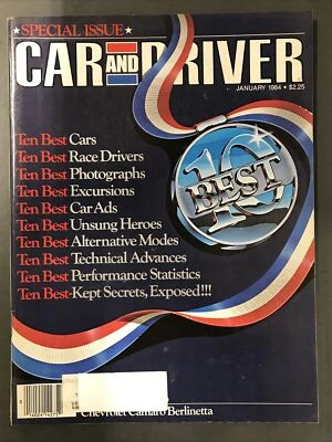 CAR AND DRIVER MAGAZINE-JANUARY 1984-10 BEST SPECIAL ISSUE-CARS-RACE DRIVERS - Image 1 of 3
