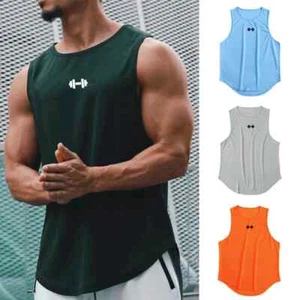 Camiseta sin mangas de verano para hombre gimnasio fitness entrenamiento ropa secado rápido calce ajustado culturismo... - Imagen 1 de 10