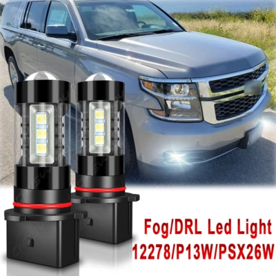 Faros antiniebla LED 6000K blancos para Chevy Suburban 2015-2020 2x 12278 PSX26W Foto 1 de 4