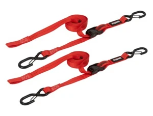 SpeedStrap Heavy Duty Cam-Lock 1"x10' Red Strap Tie-Down W/ Snap S-Hook 2-Pack - Imagen 1 de 4