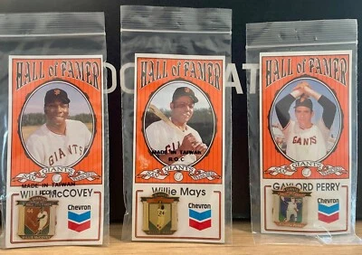1991 Chevron SF Giants HOF Lapel Hat Pins Willie Mays McCovey Perry SET OF 3 - Image 1 of 4