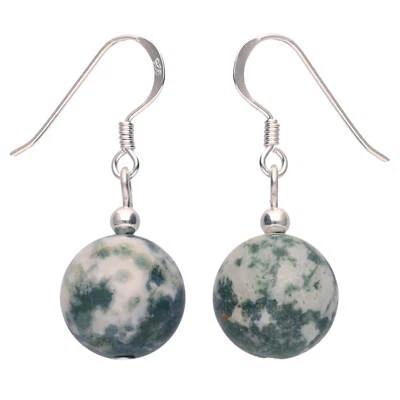 Pendientes Colgantes De Ágata Verde Y Ónix, Plata 925 - Imagen 1 de 3