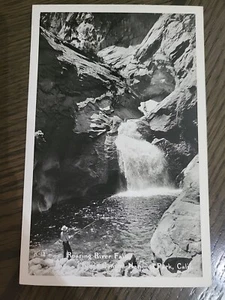 RPPC Roaring River Falls Kings Canyon River Falls Nat. Park CA Fisherman A757 - Imagen 1 de 3