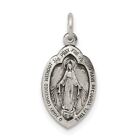 Sterling Silver Antiqued Miraculous Mary Oval Medal Charm Pendant 0.79 Inch