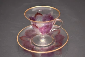 ATQ Theresienthal Meyrs Neffe Enameled Footed Demitasse Cup W Saucer ART NOUVEAU - Picture 1 of 16