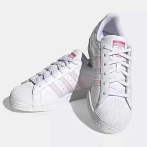 Adidas Originals Women's White Pink Superstar Fashion Sneakers HQ1906 - Picture 1 of 5