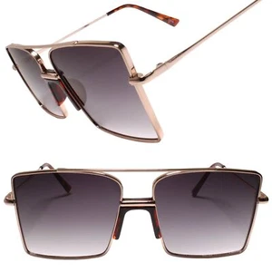 Edle High-End moderne stilvolle raffinierte quadratische Damen-Sonnenbrille mit goldfarbenem Gestell - Bild 1 von 4