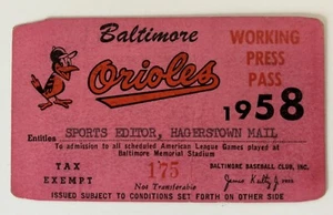 1958 Baltimore Orioles Ticket Pass Hoyt Wilhelm No-Hit GM/8k -Mantle K Vs NY⚾️ - Picture 1 of 3