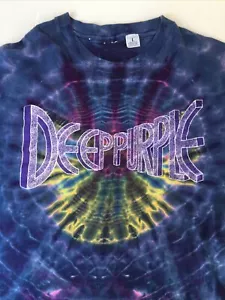 Deep Purple Band Vintage Tie Dye Purple Blue RARE T-Shirt Single Stitch 80’s - Picture 1 of 12