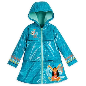Disney Store Moana Rain Jacket for Girls Coat Toddler Hooded Pua HeiHei Teal NEW - Picture 1 of 1