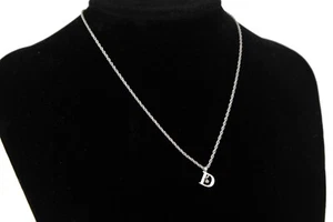 Christian Dior CD Silver Metal Necklace Chain w/ D Ornament Pendant Women's Good - Picture 1 of 17