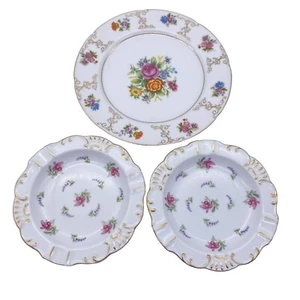 Vintage Shabby Chic floral hand painted plates Japan Cream tea decor chintz - Picture 1 of 9