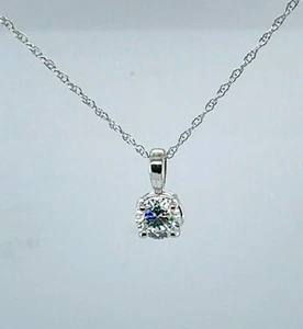 Diamond Pendant Set In 14KWG. 0.50 carats D VS1. Lab Grown. 16" Long - Picture 1 of 3