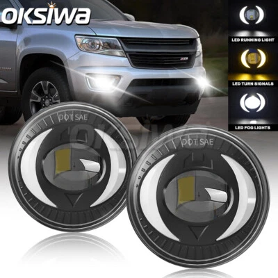 LED Fog Lights+DRL For 07-13 Chevy Avalanche Suburban Tahoe GMC Yukon Turn Lamps - Image 1 of 4