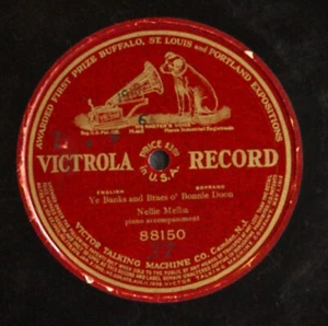 78 RPM 12-Inch Nellie Melba Ye Banks and Braes o' Bonnie Doon Victrola Record  - Picture 1 of 3
