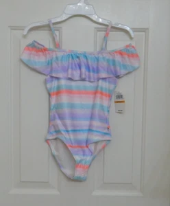 NWT Girls Lucky Brand 1pc Striped Swimsuit sz S 7 or XL 16 - Picture 1 of 1