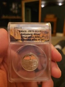2011 S 25C Clad Gettysburg Quarter ANACS PR70DCAM First Strike Coin  - Bild 1 von 2