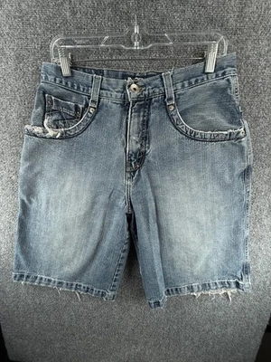 Pantalones Cortos Jeans JNCO Carson Pantalones Cortos Denim Azul Cremallera Mosca 31 Hombres Urbano Y2K ACTL 30X12 Foto 1 de 4