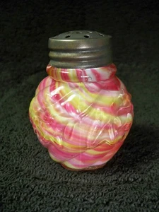 Northwood Glass Royal Ivy Rainbow Splatter Glass Saltshaker 1880s Antique - Picture 1 of 15