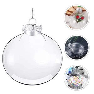 12 Pcs DIY Ornaments Christmas Flat Balls Clear Craft Bauble Empty Baubles - Picture 1 of 12