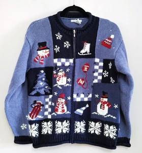 Rosanna Womens Full Zip Cardigan Sweater Size Medium Winter Christmas Holiday - Imagen 1 de 4