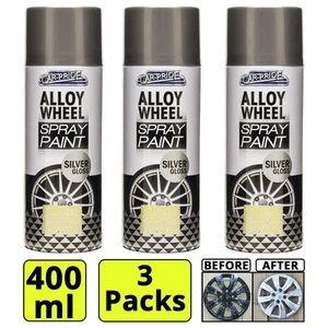 3x Car Pride Alloy Wheel Spray Paint Silver Gloss Repair Care for Car Bike 400ml - Picture 1 of 1