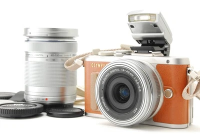 [Almost Unused SC:398] Olympus Pen E-PL8 Double Lens Kit Brown from JAPAN - Image 1 of 4