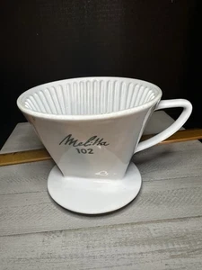 MELITTA 102 Coffee Porcelain Filter 4" Tall Opening 4.75" Across 3 HOLE - Picture 1 of 8