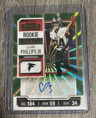 Clark Phillips III 2023 Contenders Rookie Ticket #225 Green Laser (AU, RC) - Image 1 of 4