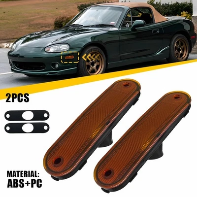 2PCS Front Side Light Housings for Mazda 1990-2005 MX-5 NA01515EXA Miata Amber - Image 1 of 4