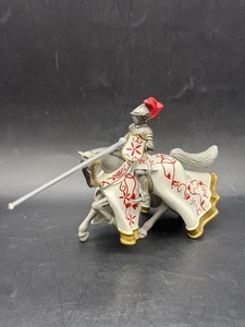 Britains Diecast Metal Mounted Tournament Knight Jousting Red & White Lead - Picture 1 of 24