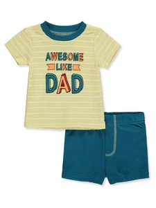 Dapper Dude Baby Boys' 2-Piece Love Dad Shorts Set Outfit Color: yellow Size: 0 - Picture 1 of 1