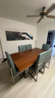 Kitchen Dining Table Set for 6, In Good Condition. - Image 1 of 3