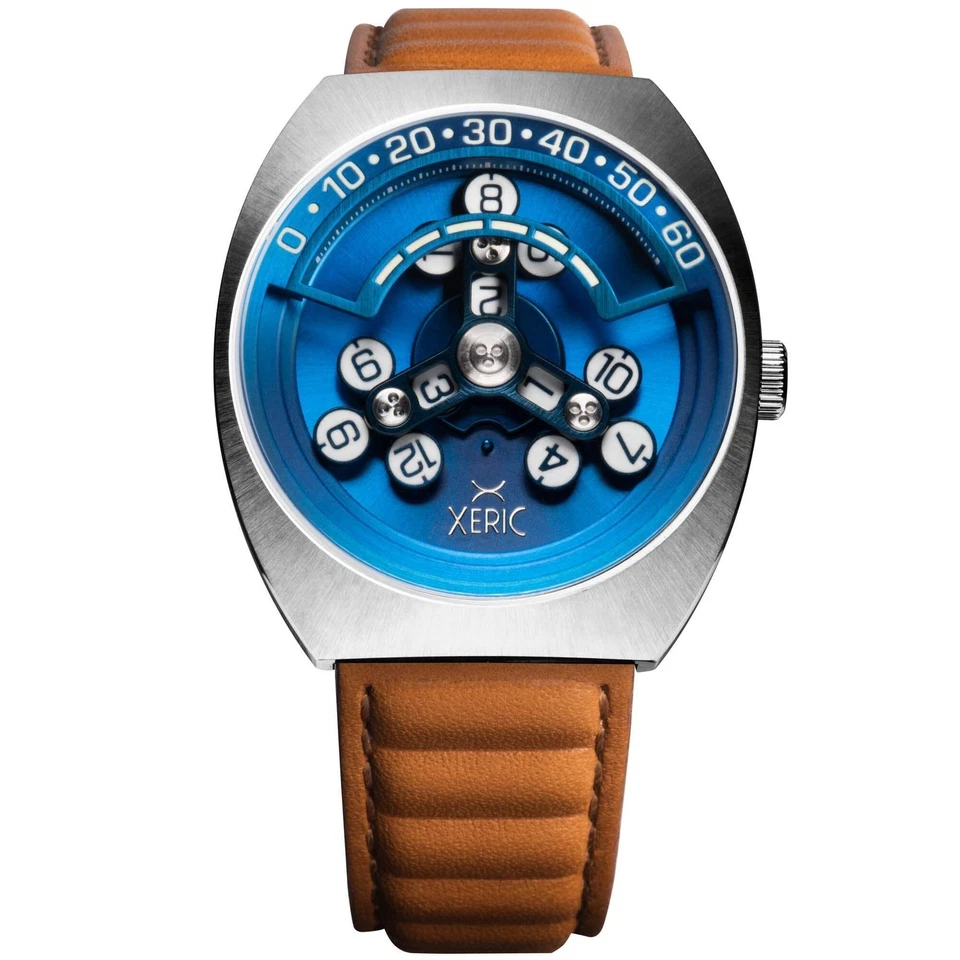 Xeric Scrambler Automatic Wandering Hour Blue Tan Watch -