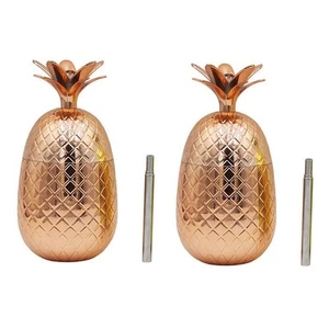 2er Pack Ananas Trinkbecher, 450 ml Kupfer Ananas Becher mit7323 - Bild 1 von 9